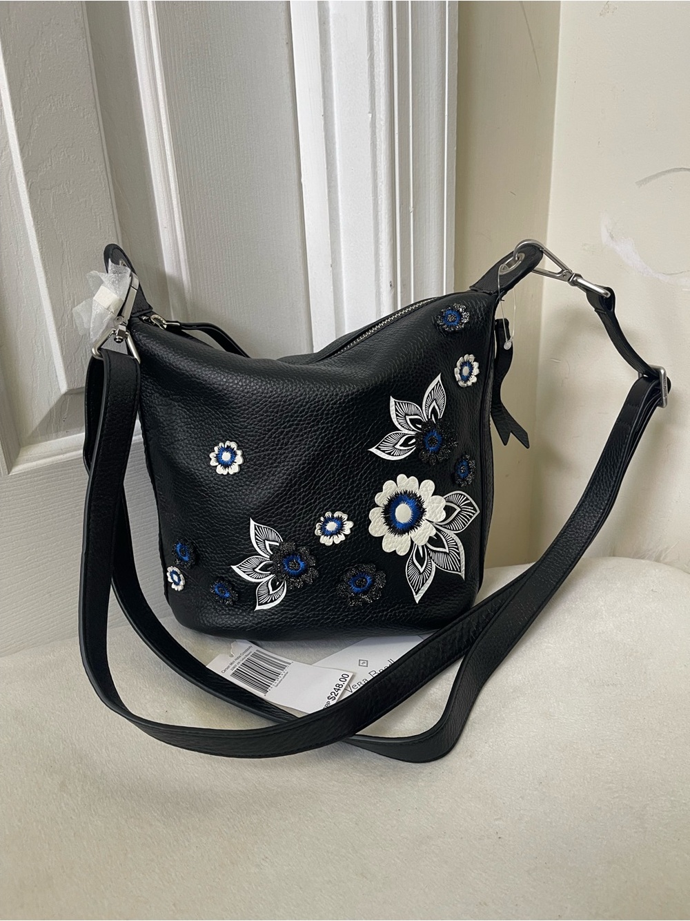 Vera Bradley Carson Mini Hobo  Crossbody with Floral Appliqués.NWOT